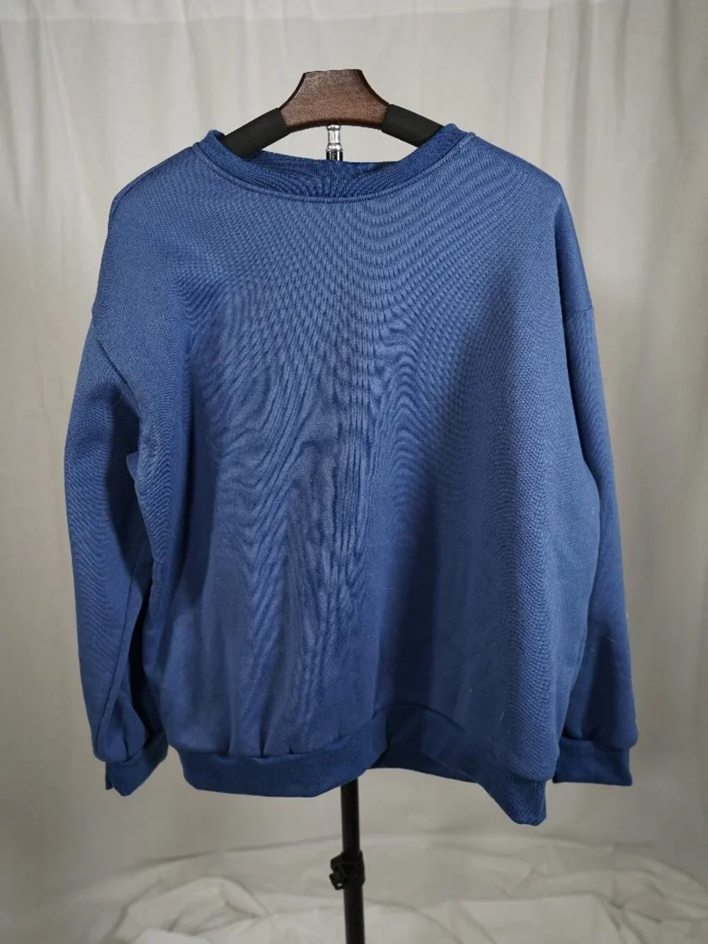 Blue Two Piece Lounge Set Sweatshirt Shorts Matching Athleisure Set Size L